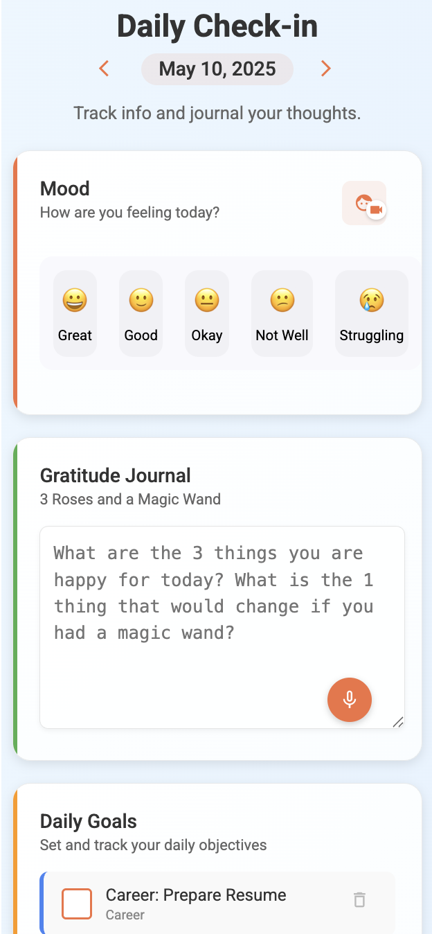 Daily Check-in and Behavioral Tracking